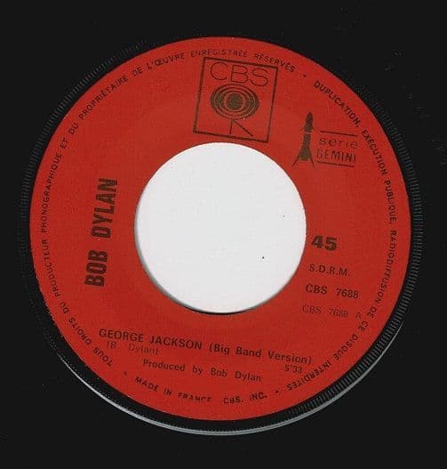 BOB DYLAN George Jackson Vinyl Record 7 Inch French CBS 1971