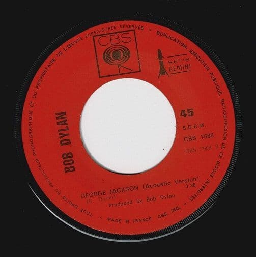 BOB DYLAN George Jackson Vinyl Record 7 Inch French CBS 1971