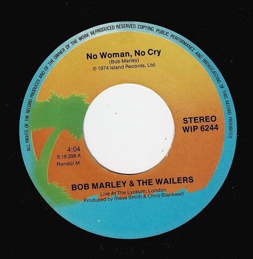 BOB MARLEY AND THE WAILERS No Woman, No Cry Vinyl Record 7 Inch German Island 1975.