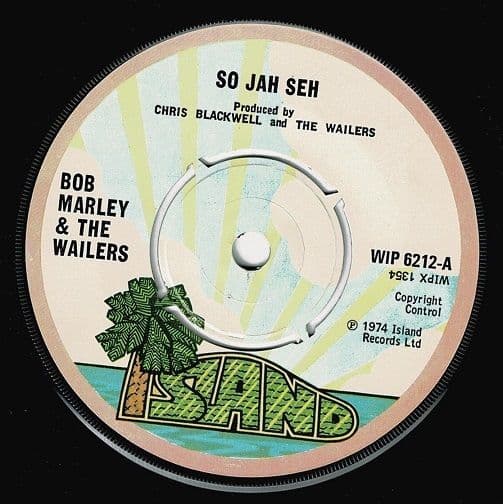 BOB MARLEY AND THE WAILERS So Jah Seh Vinyl Record 7 Inch Island 1974 WIP 6212 Original 1st Pressing