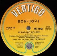BON JOVI In And Out Of Love Vinyl Record 12 Inch Vertigo 1985
