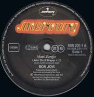 BON JOVI Livin' On A Prayer Vinyl Record 12 Inch German Mercury 1986