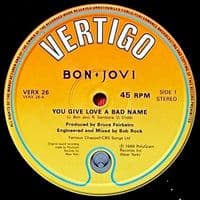 BON JOVI You Give Love A Bad Name Vinyl Record 12 Inch Vertigo 1986