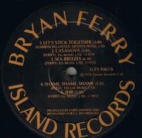 BRYAN FERRY Let's Stick Together Vinyl Record LP Island 1976