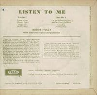 BUDDY HOLLY Listen To Me EP Vinyl Record 7 Inch Coral 1962 FEP 2002 Extended Play Green Pic Sleeve