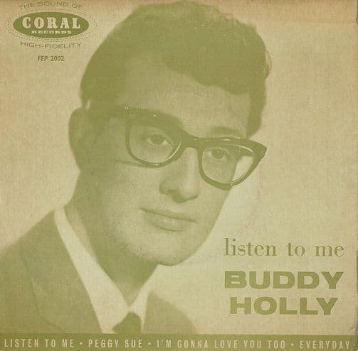 BUDDY HOLLY Listen To Me EP Vinyl Record 7 Inch Coral 1962 FEP 2002 Extended Play Green Pic Sleeve
