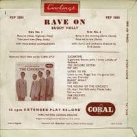 BUDDY HOLLY Rave On EP Vinyl Record 7 Inch Coral 1962 FEP 2004 Extended Play 4-Prong Picture Sleeve