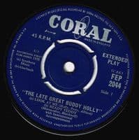 BUDDY HOLLY The Late Great Buddy Holly EP Vinyl Record 7 Inch Coral 1963 FEP 2044 Green Pic Sleeve