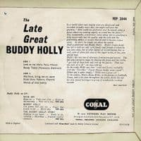 BUDDY HOLLY The Late Great Buddy Holly EP Vinyl Record 7 Inch Coral 1963 FEP 2044 Green Pic Sleeve