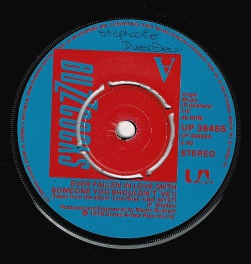 BUZZCOCKS Ever Fallen In Love Vinyl Record 7 Inch United Artists 1978.