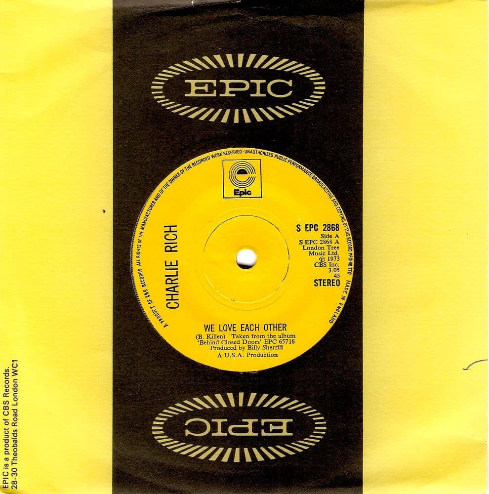 CHARLIE RICH We Love Each Other Vinyl Record 7 Inch Epic 1974