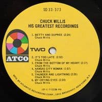 CHUCK WILLIS His Greatest Recordings Vinyl Record LP US ATCO 1971