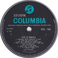 CLIFF RICHARD Love Is Forever Vinyl Record LP Columbia 1965
