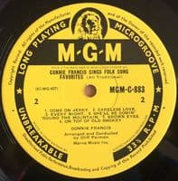 CONNIE FRANCIS Sings Folk Song Favourites Vinyl Record LP MGM 1961