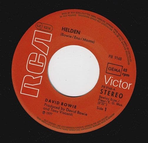 DAVID BOWIE Helden Vinyl Record 7 Inch German RCA Victor 1977