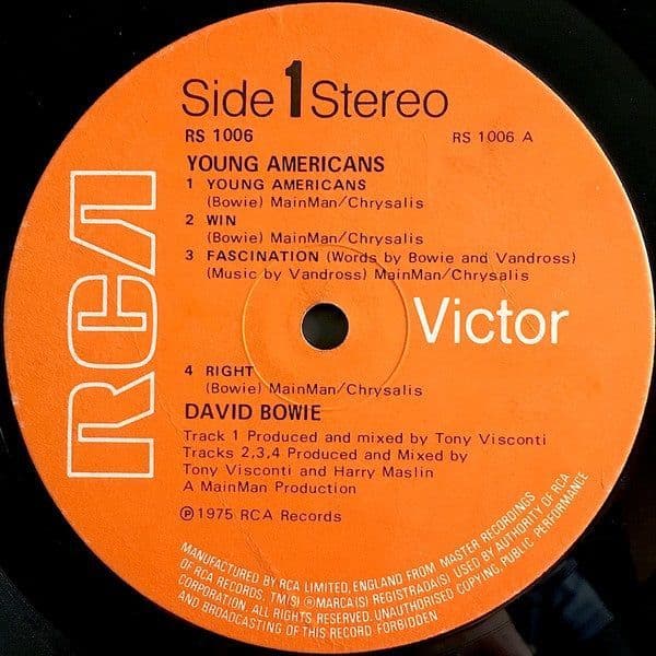 DAVID BOWIE Young Americans Vinyl Record LP RCA Victor 1975