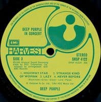 DEEP PURPLE In Concert Vinyl Record LP Harvest 1980