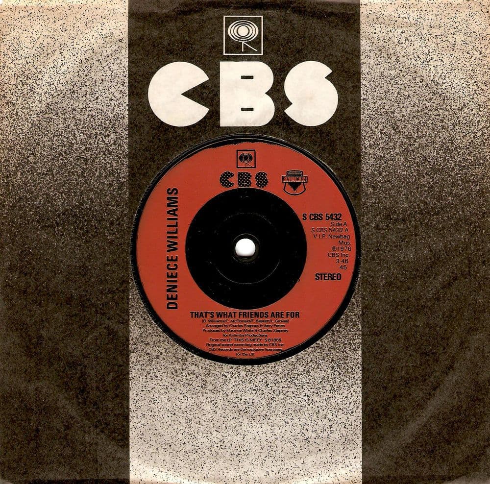 DENIECE WILLIAMS That's What Friends Are For Vinyl Record 7 Inch CBS 1976