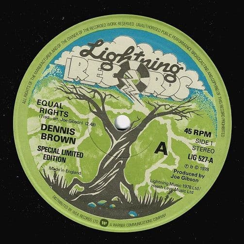 DENNIS BROWN Equal Rights Vinyl Record 12 Inch Lightning 1978