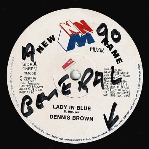 DENNIS BROWN Lady In Blue Vinyl Record 12 Inch New Name Muzik 1990