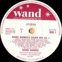 DIONNE WARWICK Golden Hits Volume 1 Vinyl Record LP Wand 1970