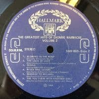 DIONNE WARWICK The Greatest Hits Of Dionne Warwicke Vol. 2 Vinyl Record LP US Hallmark 1973