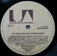 EDDIE COCHRAN The Eddie Cochran Singles Album Vinyl Record LP United Artists 1979