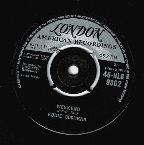 EDDIE COCHRAN Weekend Vinyl Record 7 Inch London 1960