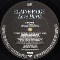 ELAINE PAIGE Love Hurts Vinyl Record LP WEA 1985
