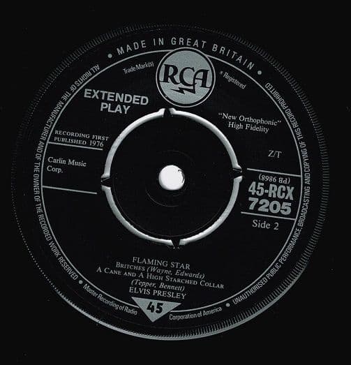 ELVIS PRESLEY Flaming Star EP Vinyl Record 7 Inch RCA
