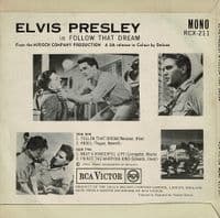 ELVIS PRESLEY Follow That Dream EP Vinyl Record 7 Inch RCA Victor 1963 45-RCX 211 UK Original Press