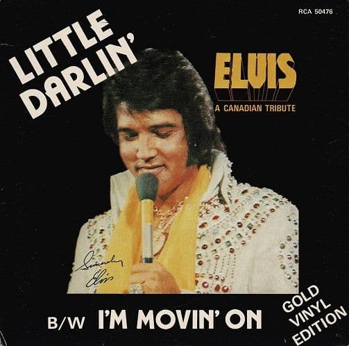 ELVIS PRESLEY Little Darlin' Vinyl Record 7 Inch Canadian RCA 1978 Gold Vinyl