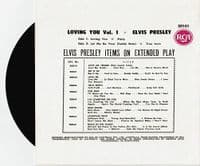 ELVIS PRESLEY Loving You Vol. 1 EP Vinyl Record 7 Inch RCA Victor 2001 Limited Edition Pic Sleeve