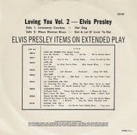 ELVIS PRESLEY Loving You Vol. 2 EP Vinyl Record 7 Inch Australian RCA Victor 1975 Pic Sleeve 20129