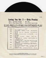 ELVIS PRESLEY Loving You Vol. 2 EP Vinyl Record 7 Inch Australian RCA Victor 1975 Pic Sleeve 20129