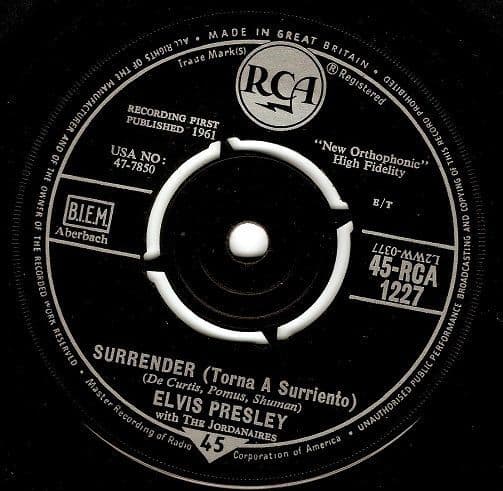 Surrender Records Elvis Presley Surrender Vinyl 7 Inch | Planet Earth Records