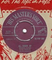 ELVIS PRESLEY WITH THE JORDANAIRES All Shook Up Vinyl Record 7 Inch HMV 1957 POP 359 UK Silver Print