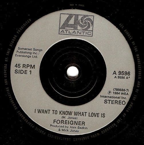 FOREIGNER I Want To Know What Love Is Vinyl Record 7 Inch ...