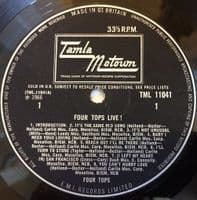 FOUR TOPS Four Tops Live! Vinyl Record LP Tamla Motown 1966