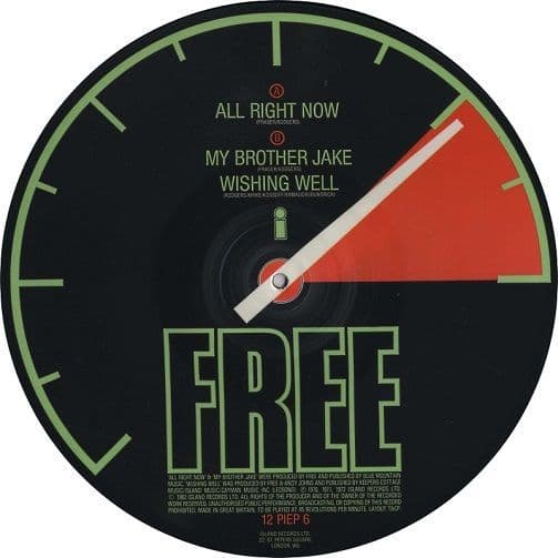 FREE All Right Now Vinyl Record 12 Inch Island 1982 Picture Disc