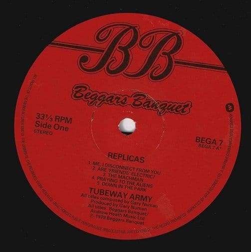 GARY NUMAN AND TUBEWAY ARMY Replicas Vinyl Record LP Beggars