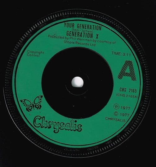 GENERATION X Your Generation Vinyl Record 7 Inch Chrysalis 1977
