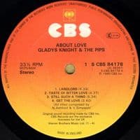 GLADYS KNIGHT & THE PIPS About Love Vinyl Record LP CBS 1980