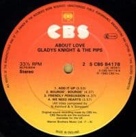 GLADYS KNIGHT & THE PIPS About Love Vinyl Record LP CBS 1980