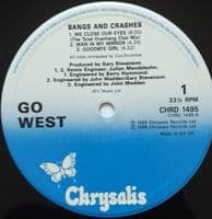 GO WEST Bangs And Crashes Vinyl Record LP Chrysalis 1986