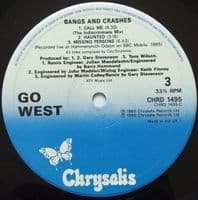 GO WEST Bangs And Crashes Vinyl Record LP Chrysalis 1986