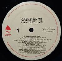 GREAT WHITE Recovery: Live! Vinyl Record LP US Enigma 1987