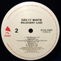 GREAT WHITE Recovery: Live! Vinyl Record LP US Enigma 1987