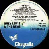 HUEY LEWIS AND THE NEWS Fore! Vinyl Record LP Chrysalis 1986