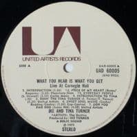 IKE & TINA TURNER What You Hear Is What You Get - Live At Carnegie Hall Vinyl LP United Artists 1971